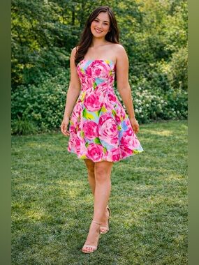 🦄 RareLilly Pulitzer Blossom “Lottie” Dress “Hotty Pink First Impression" print